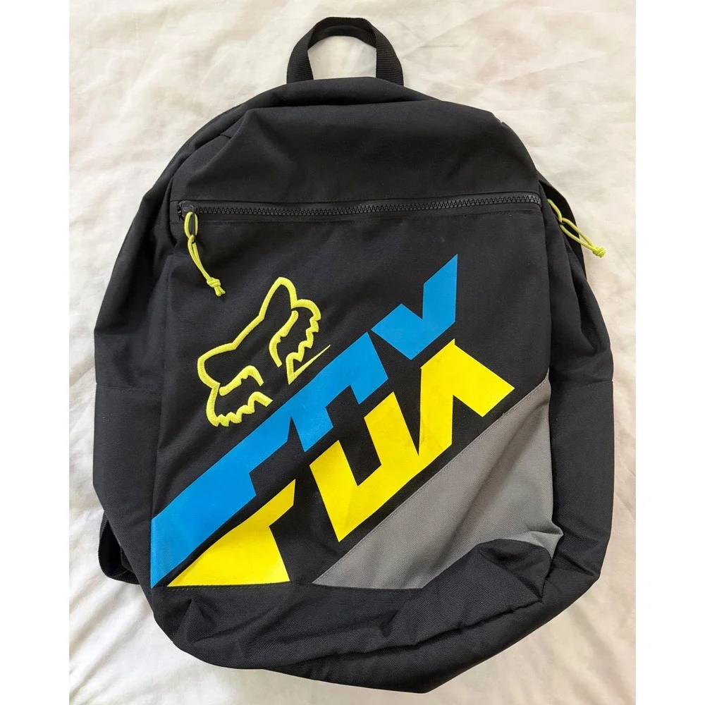 Fox Racing Backpack Black Blue Yellow Graphic Motocross School Bag Daypack